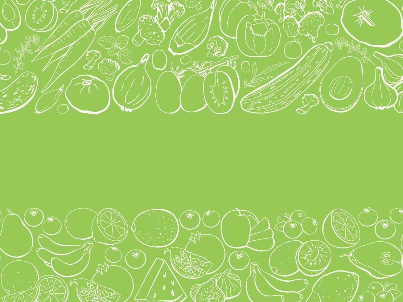 Vegan Food with Vegetables and Fruits Template vector
