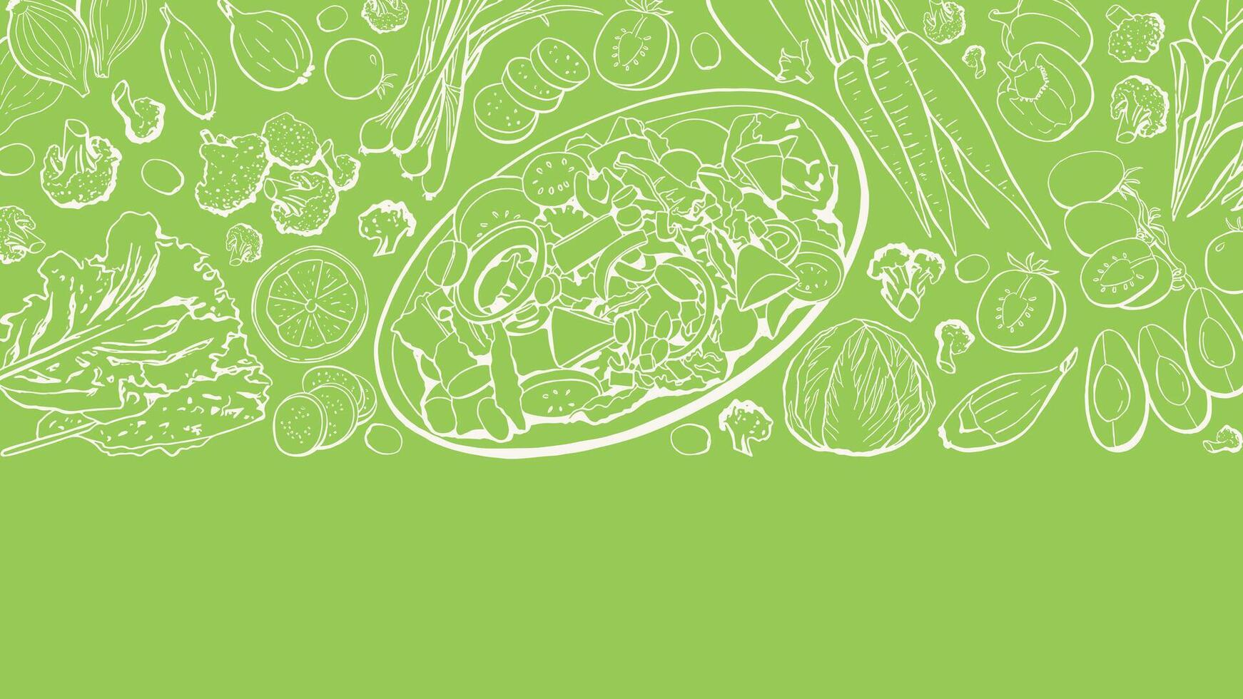 Vegetarian Meal for Vegetable Salad Template Background Top View vector