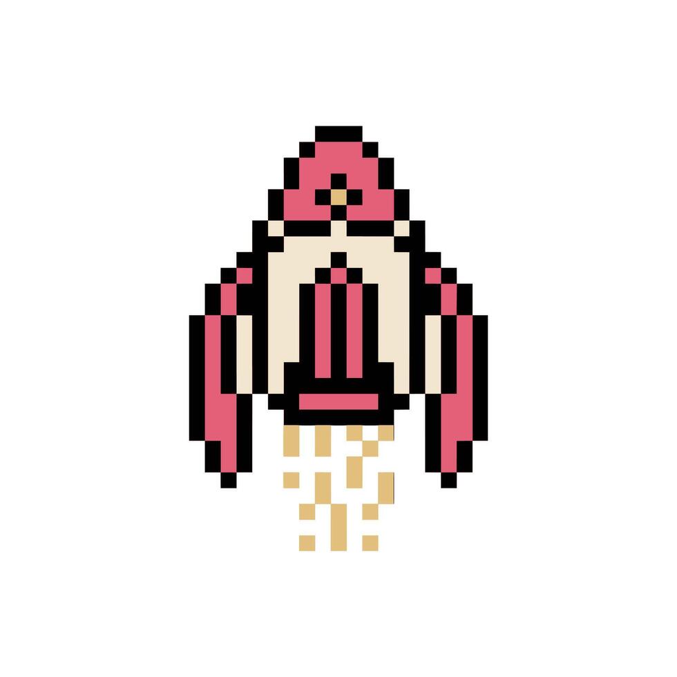 rocket vehicle pixel art vector