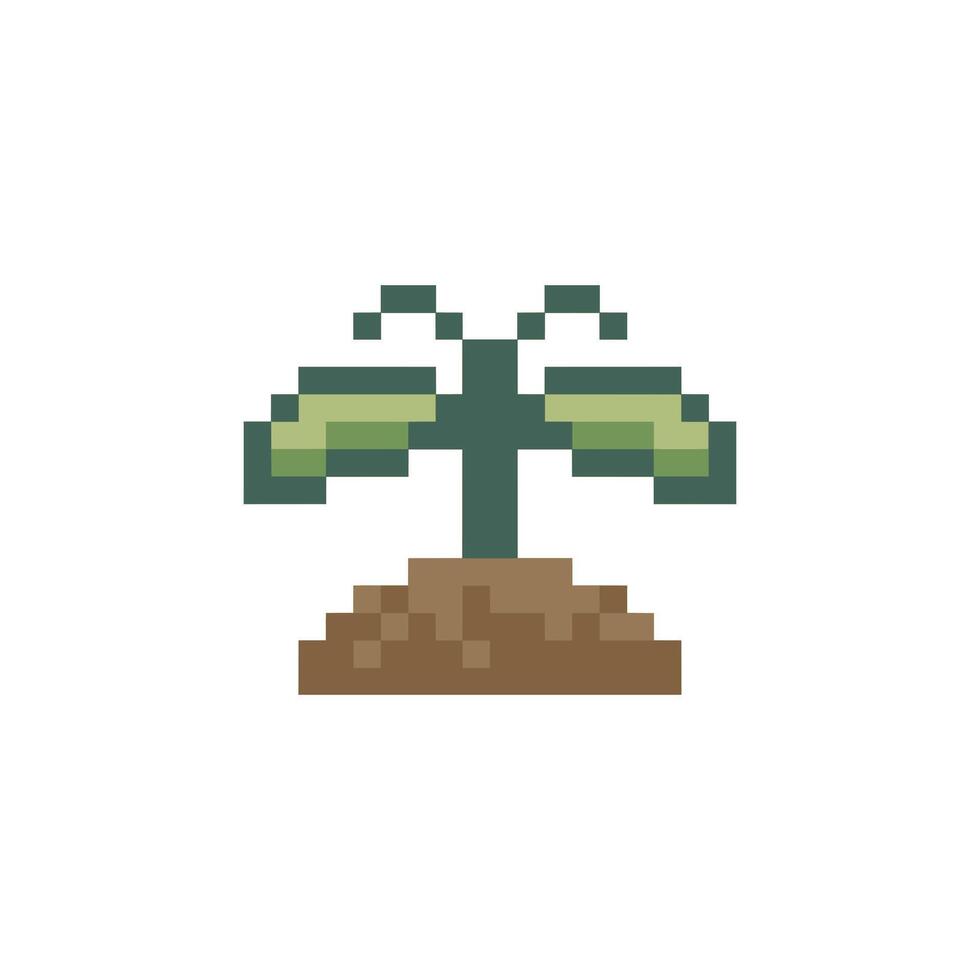Sprout with butterfly pixel design vector