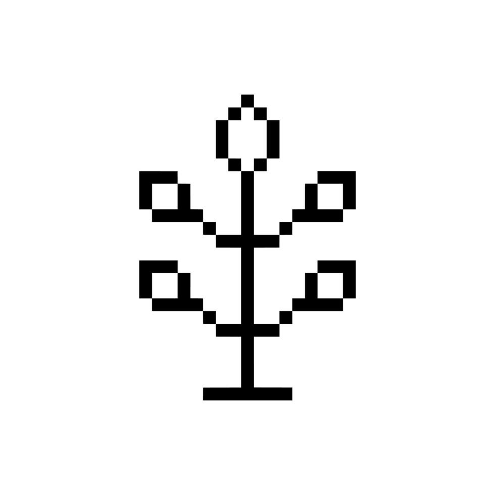 outline leaves in a stem pixel artwork vector
