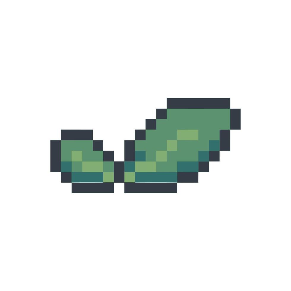 pixel art green leaf icon vector