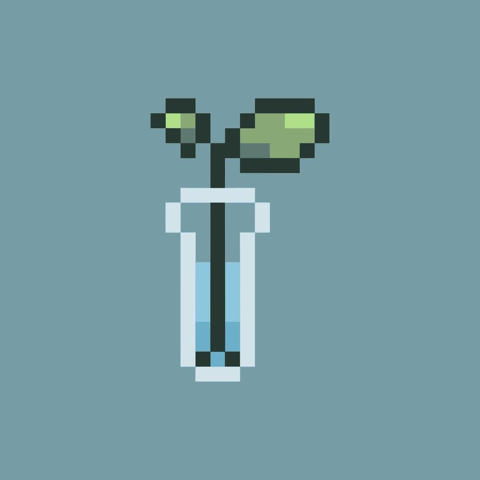 leaves in a glass pixel art vector