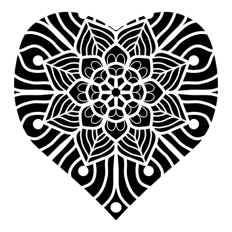Hand drawn abstract heart flower ornament vector