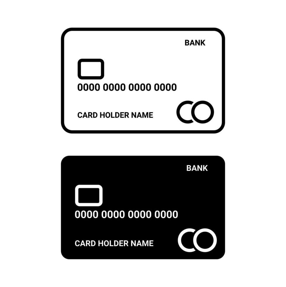 Credit or debit charge card with chip for payment line art icon. vector
