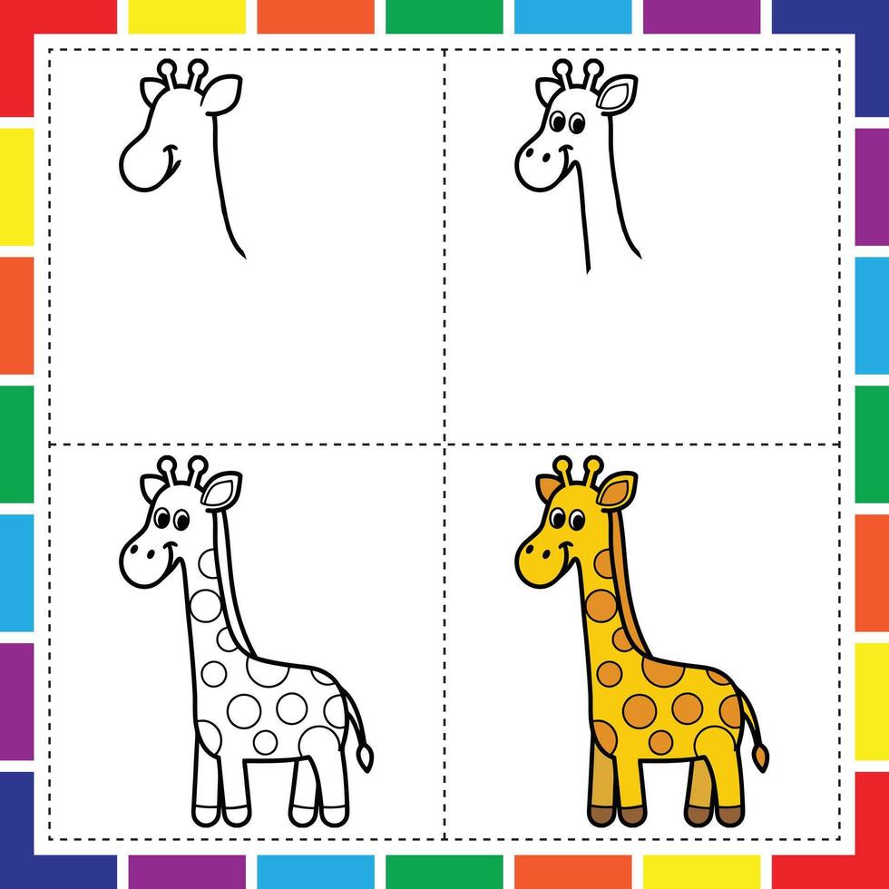 How to draw a giraffe illustration vector