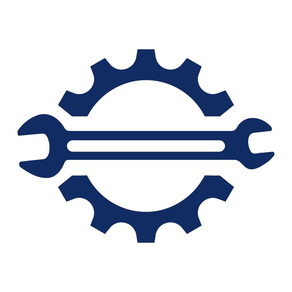 Gear and wrench tool logo vector