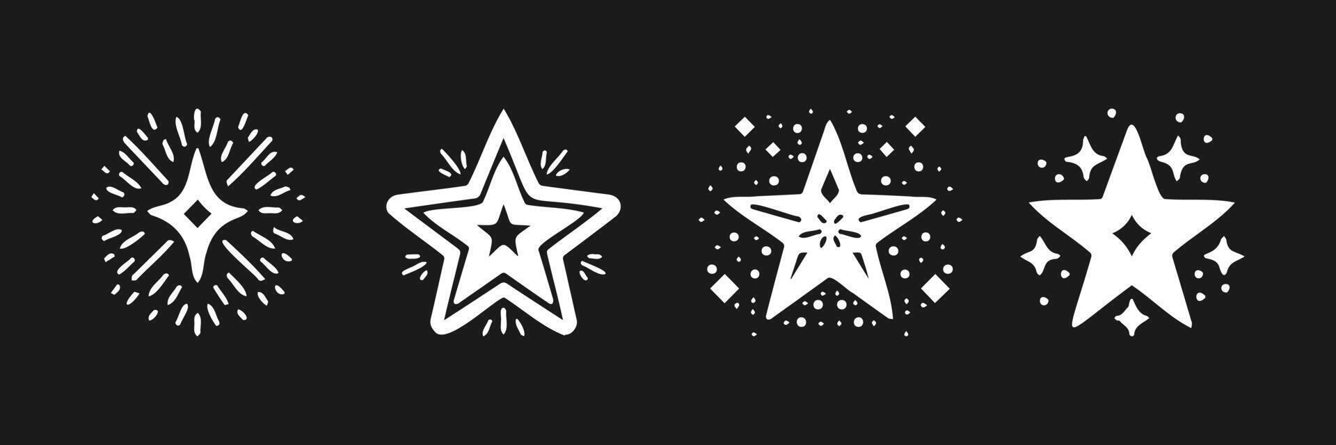 A unique and modern collection of creative doodles of shining stars vector