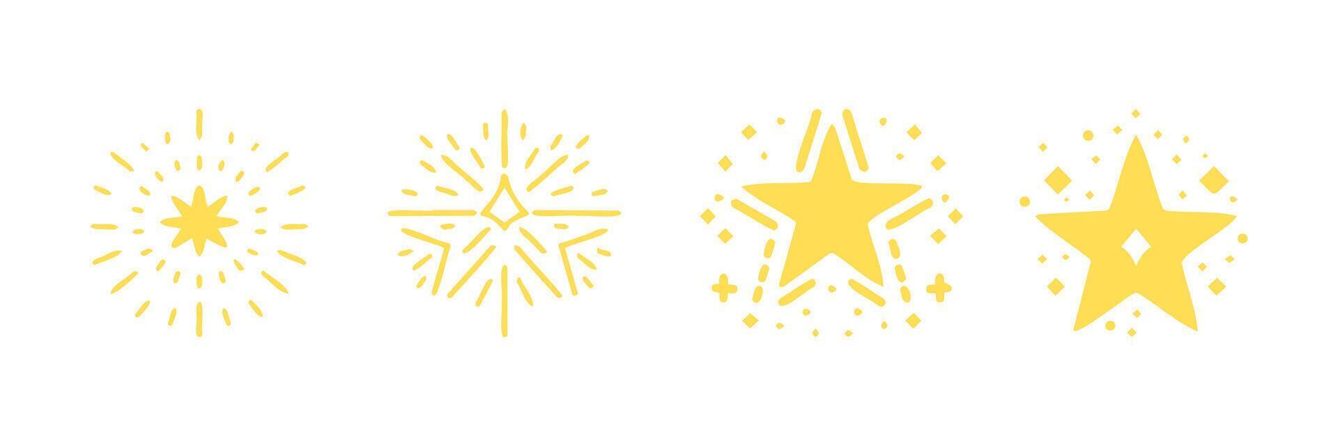 Twinkling star icon set combined with white background vector