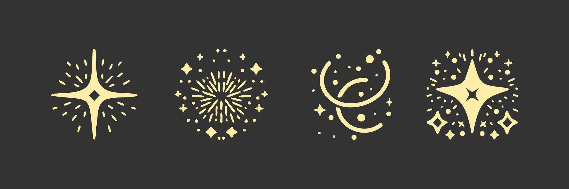 Collection of sparkling stars, twinkling stars. Shining icons, clean star icons. vector