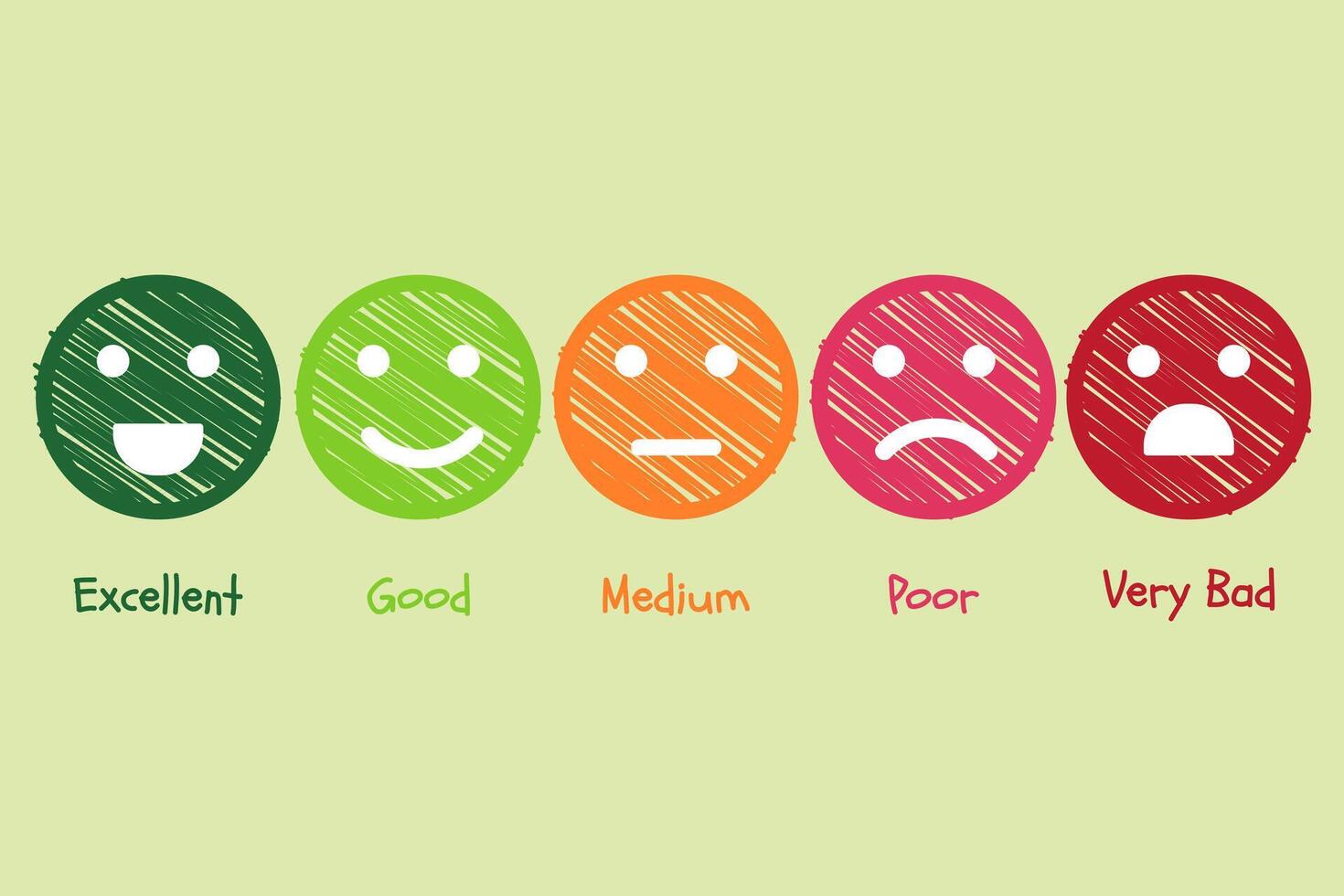 Customer feedback emoticons collection with striped texture. vector