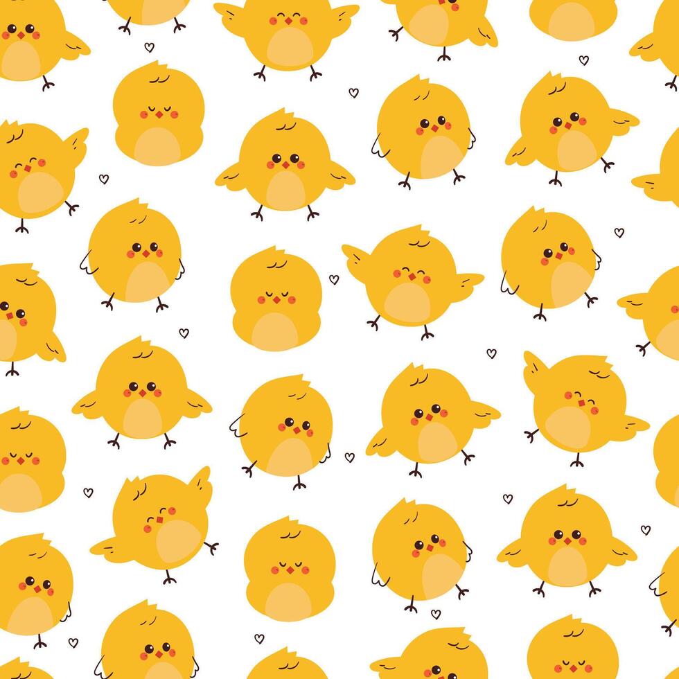 seamless pattern cute cartoon chick with with different cute pose. cute animal pattern for wallpaper, background and gift wrap paper vector