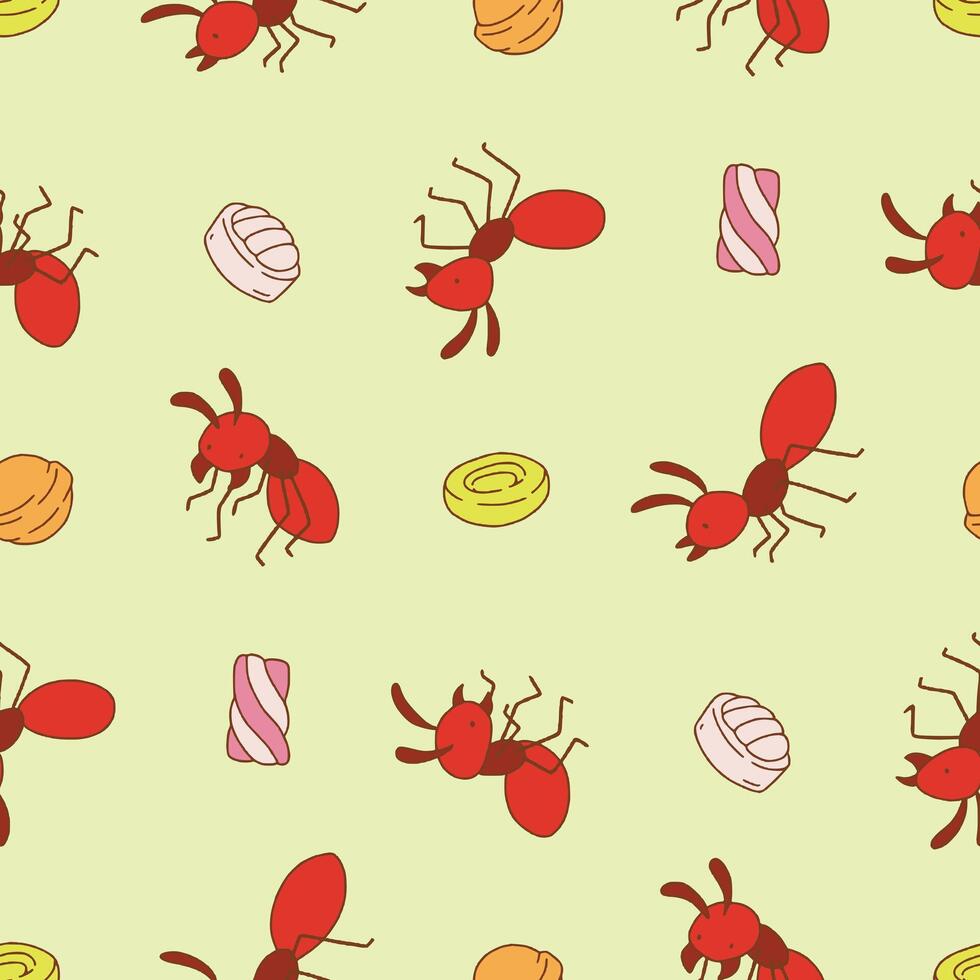 Ant Animal Sweet Pattern Illustration Seamless for Background Wallpaper Packaging Cover vector