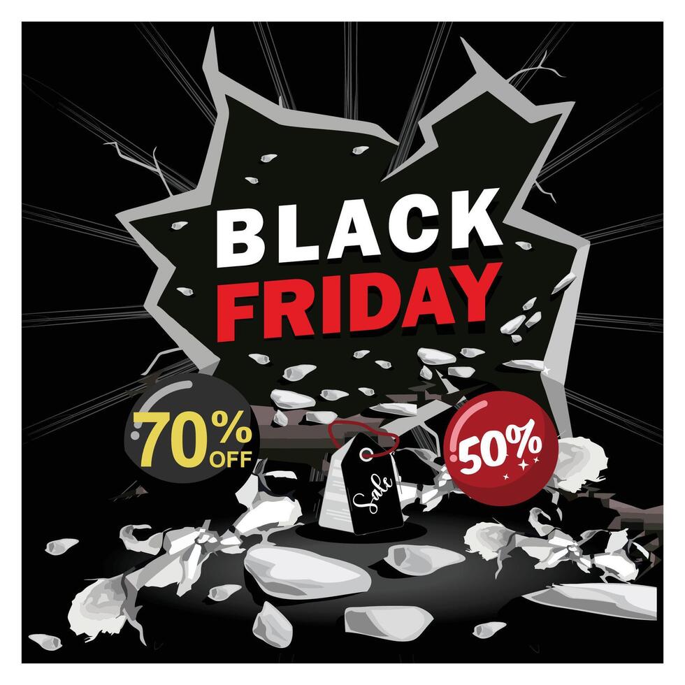 Black Friday Promotion Banner With Discounts and Sale Graphics. vector