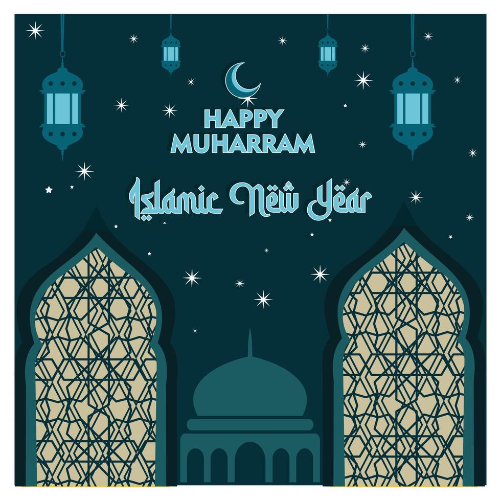 Happy Muharram, Islamic New Year, Hijri new year design with beautiful patterns. vector