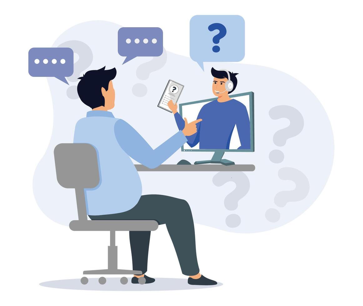 Online Technical Support Through Virtual Call Interaction. vector