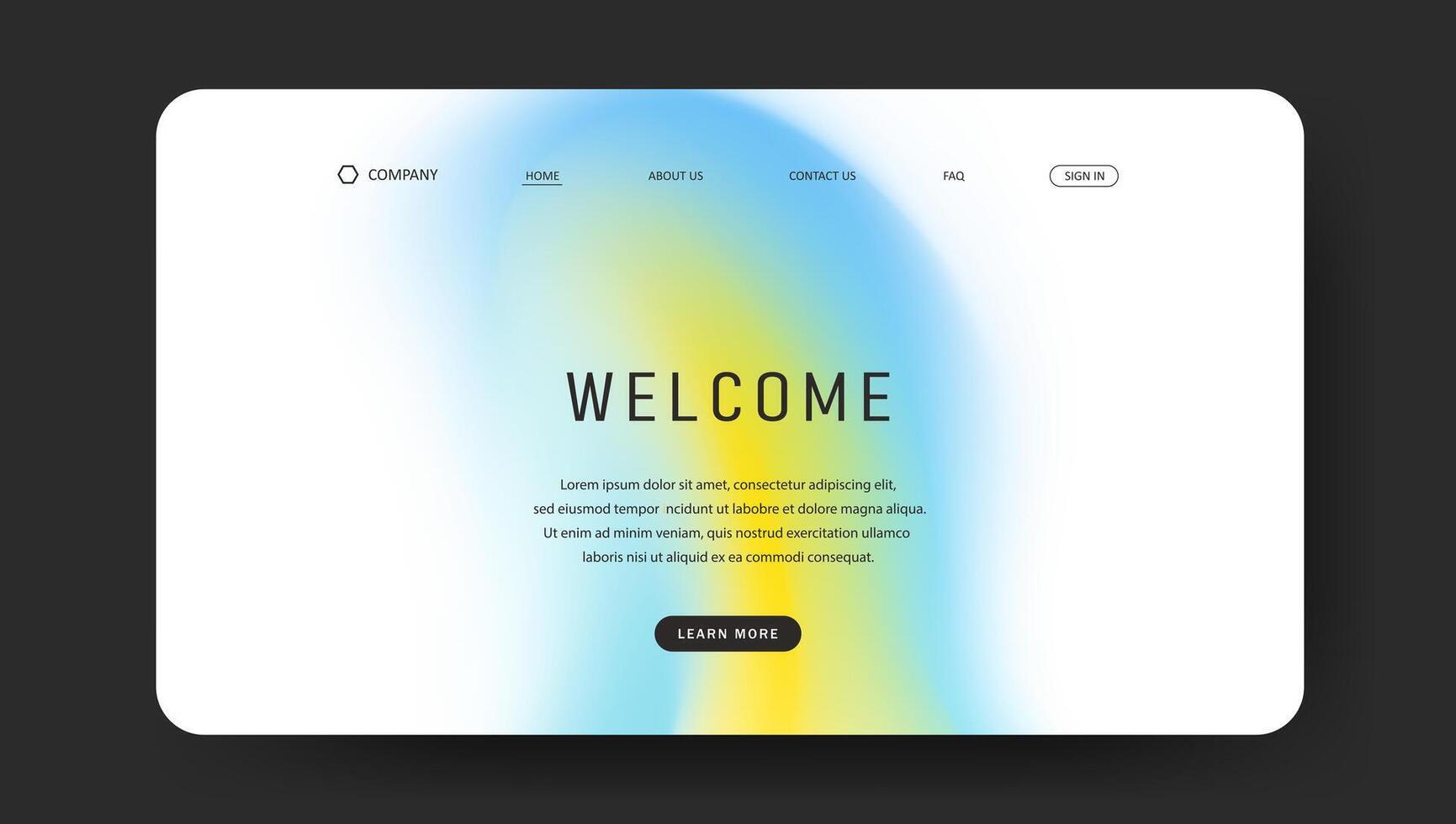 landing web page with abstract gradient design vector