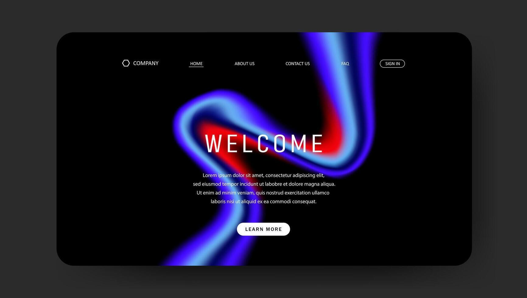 web page with blue and red fluid gradient design vector
