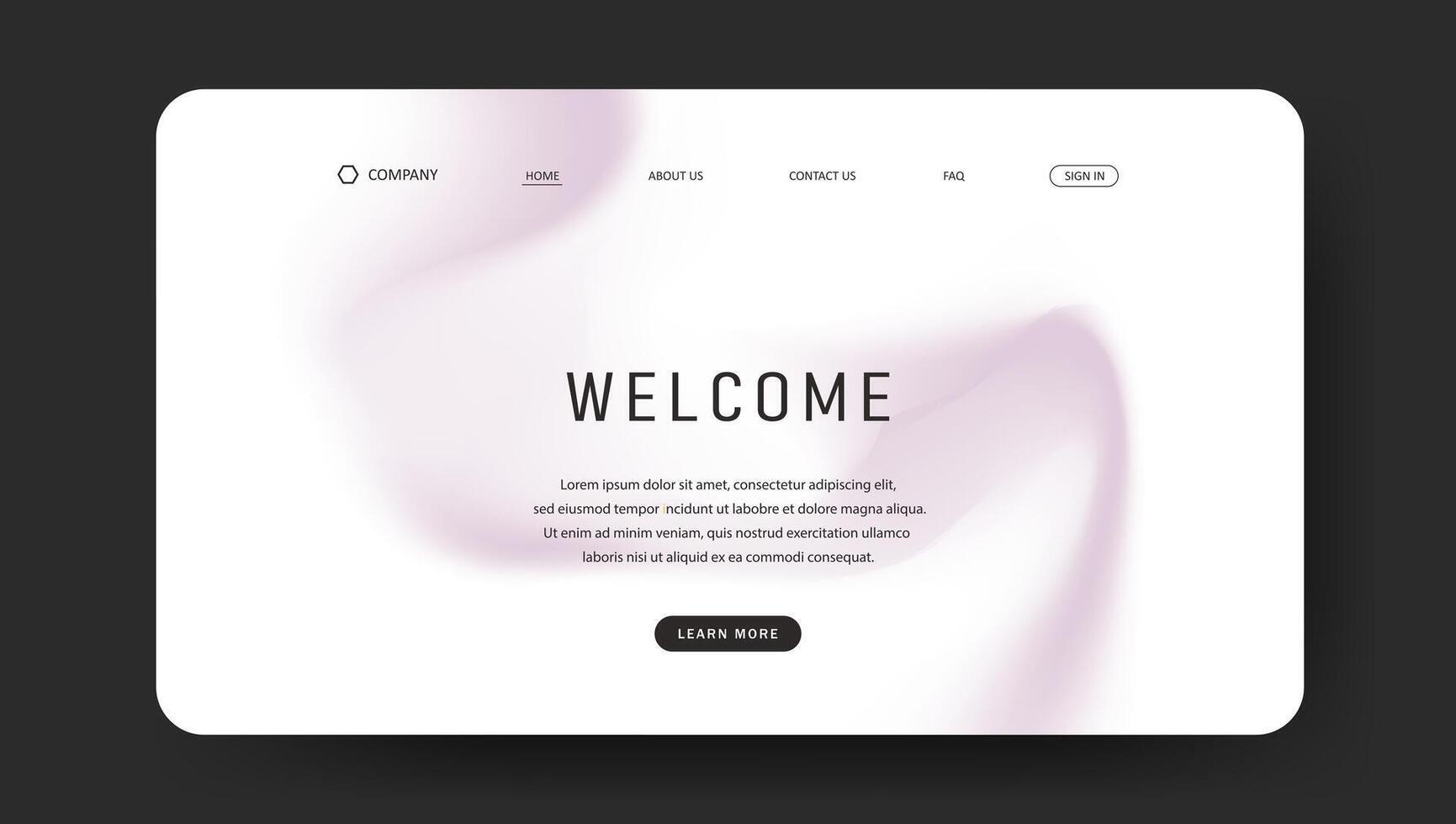 landing web page with simple fluid gradient vector