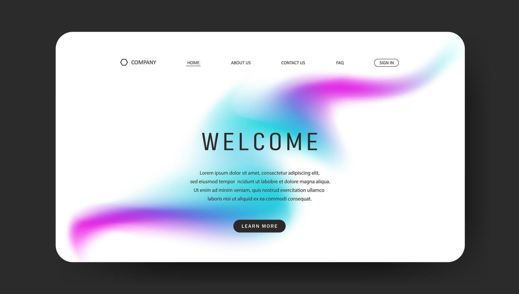 landing web page with blue and purple fluid gradient vector