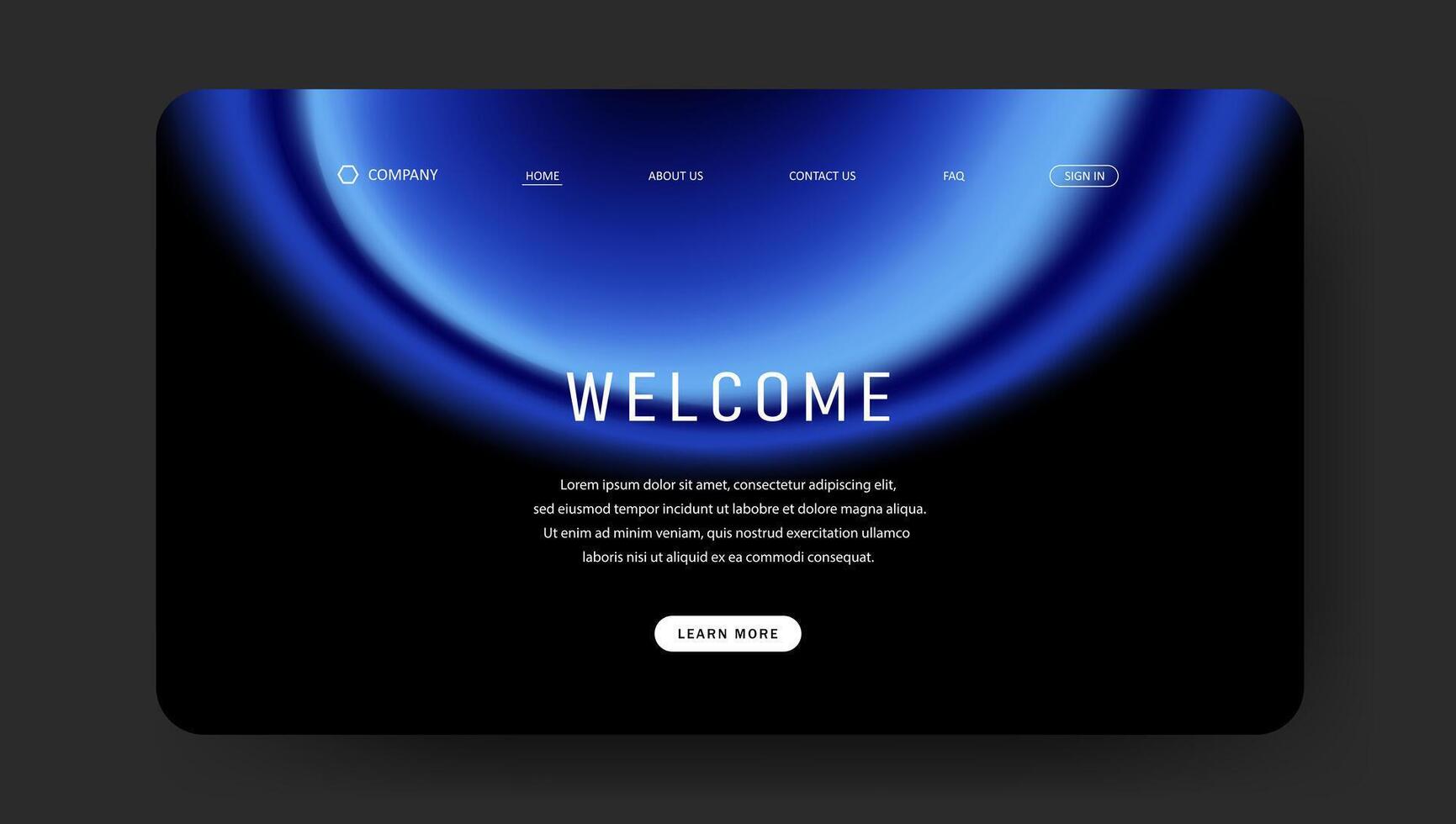 web page with fluid gradient vector