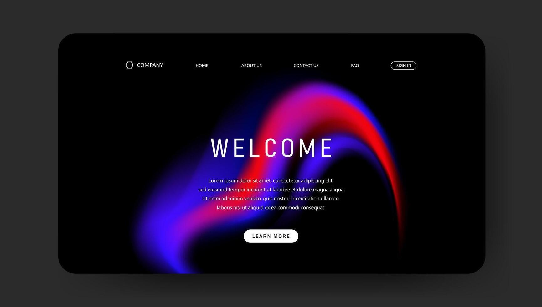 web page with abstract fluid gradient vector