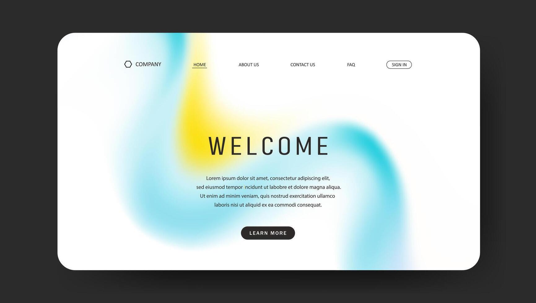 web page with abstract futuristic yellow and blue fluid gradient wave vector