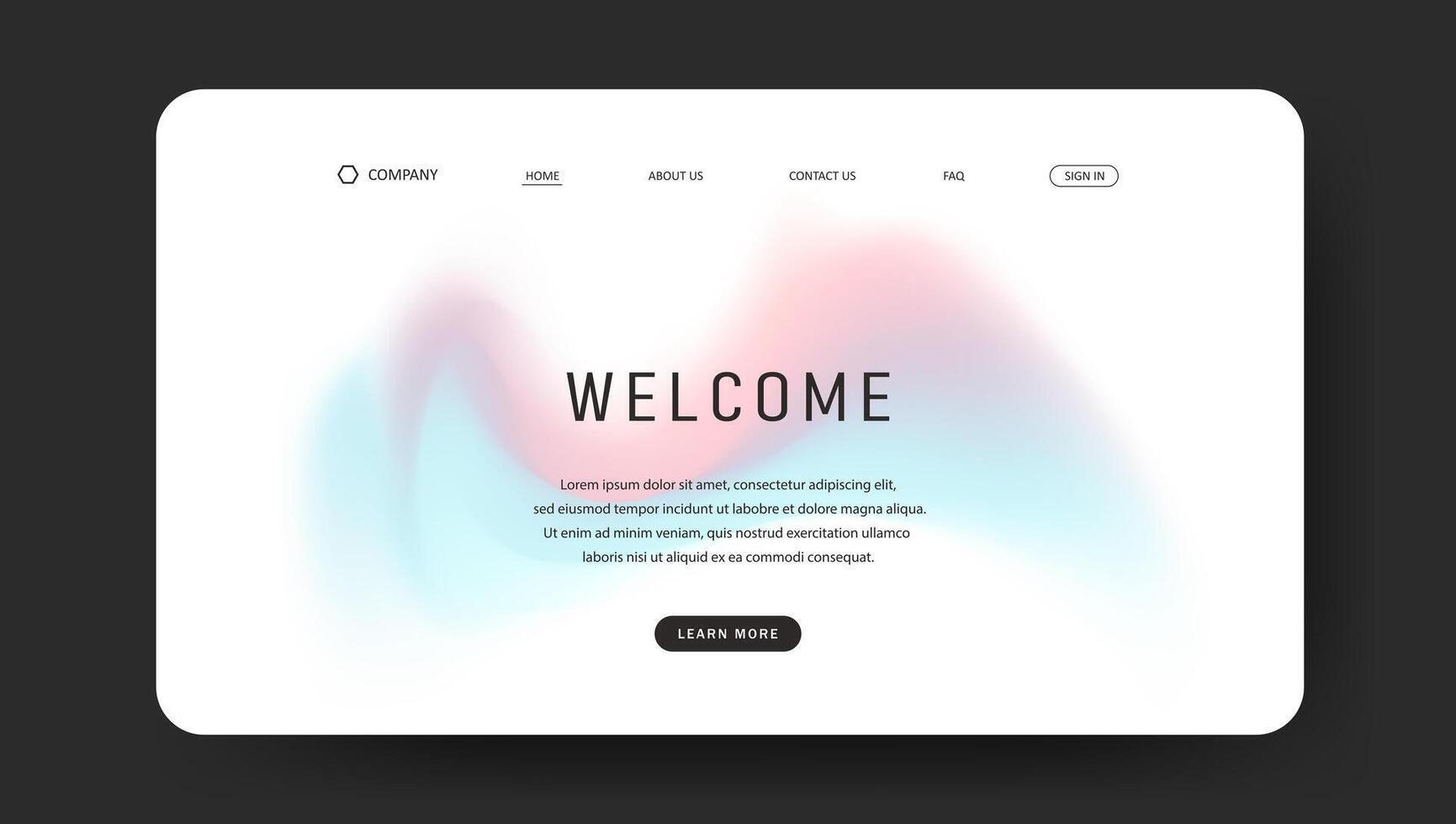 landing web page with wave fluid gradient vector
