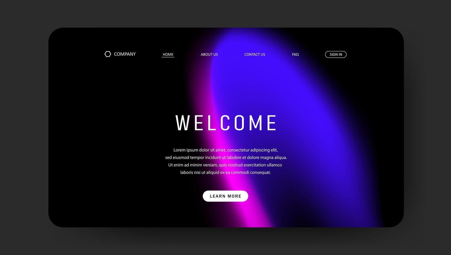web page with futuristic blue and purple fluid gradient background design vector