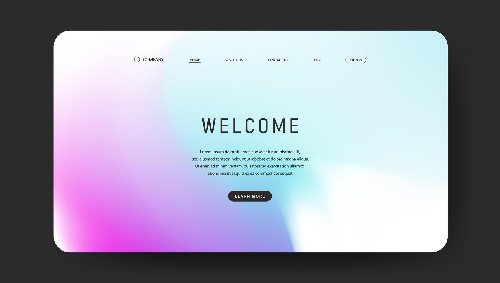 landing web page with futuristic fluid gradient vector