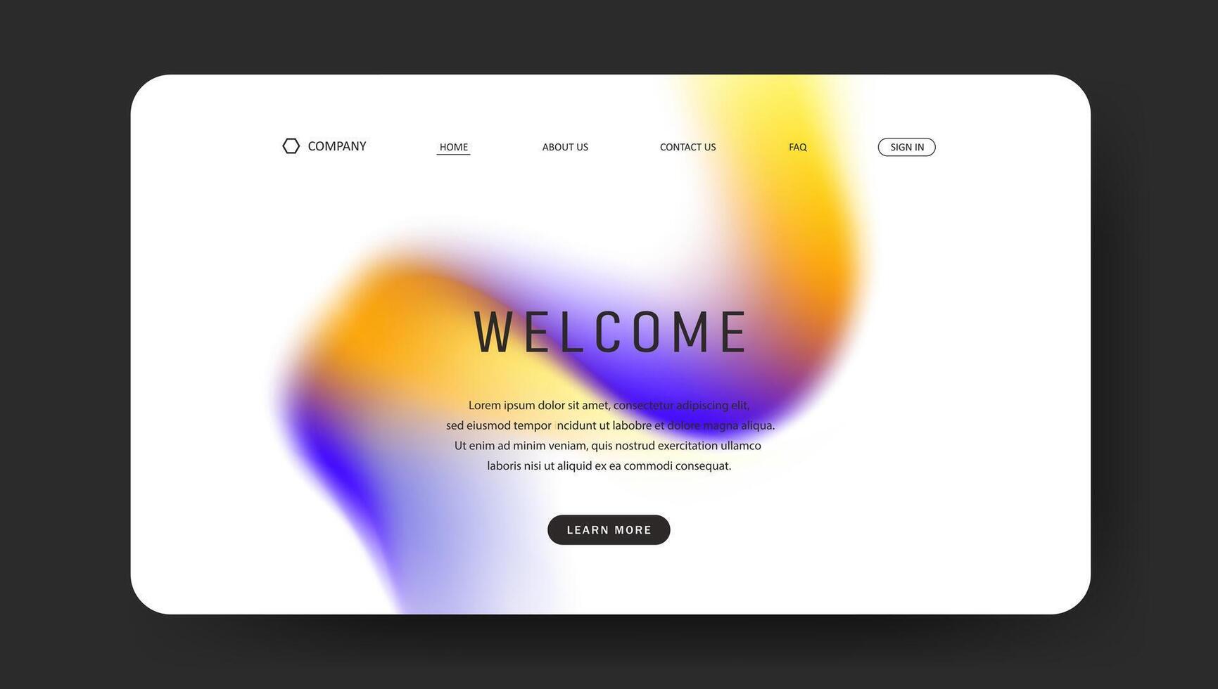 landing web page with abstract fluid gradient wave vector