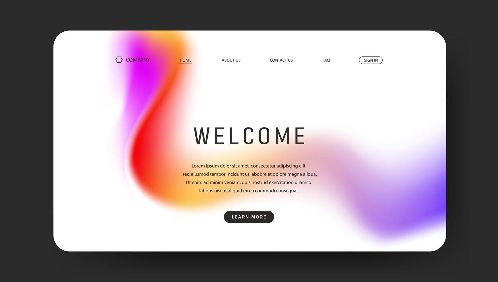 web page with colorful abstract fluid gradient vector