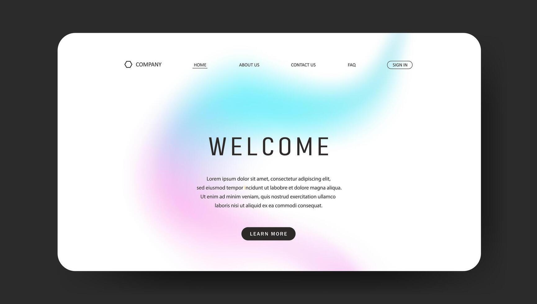website page with trendy fluid gradient design vector