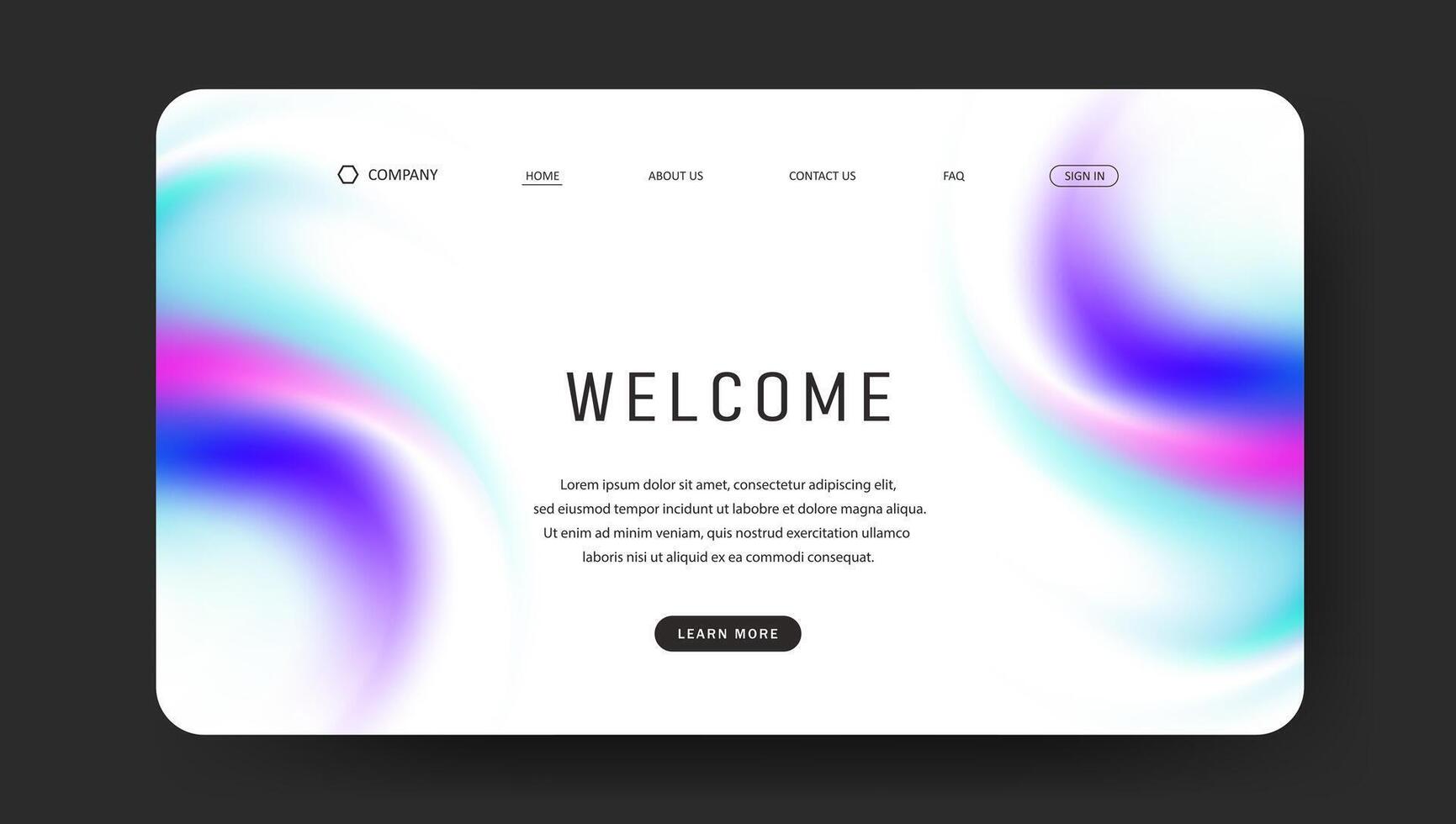 landing web page with abstract fluid gradient vector