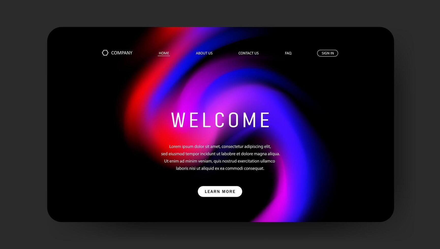 landing web page with futuristic fluid gradient design vector