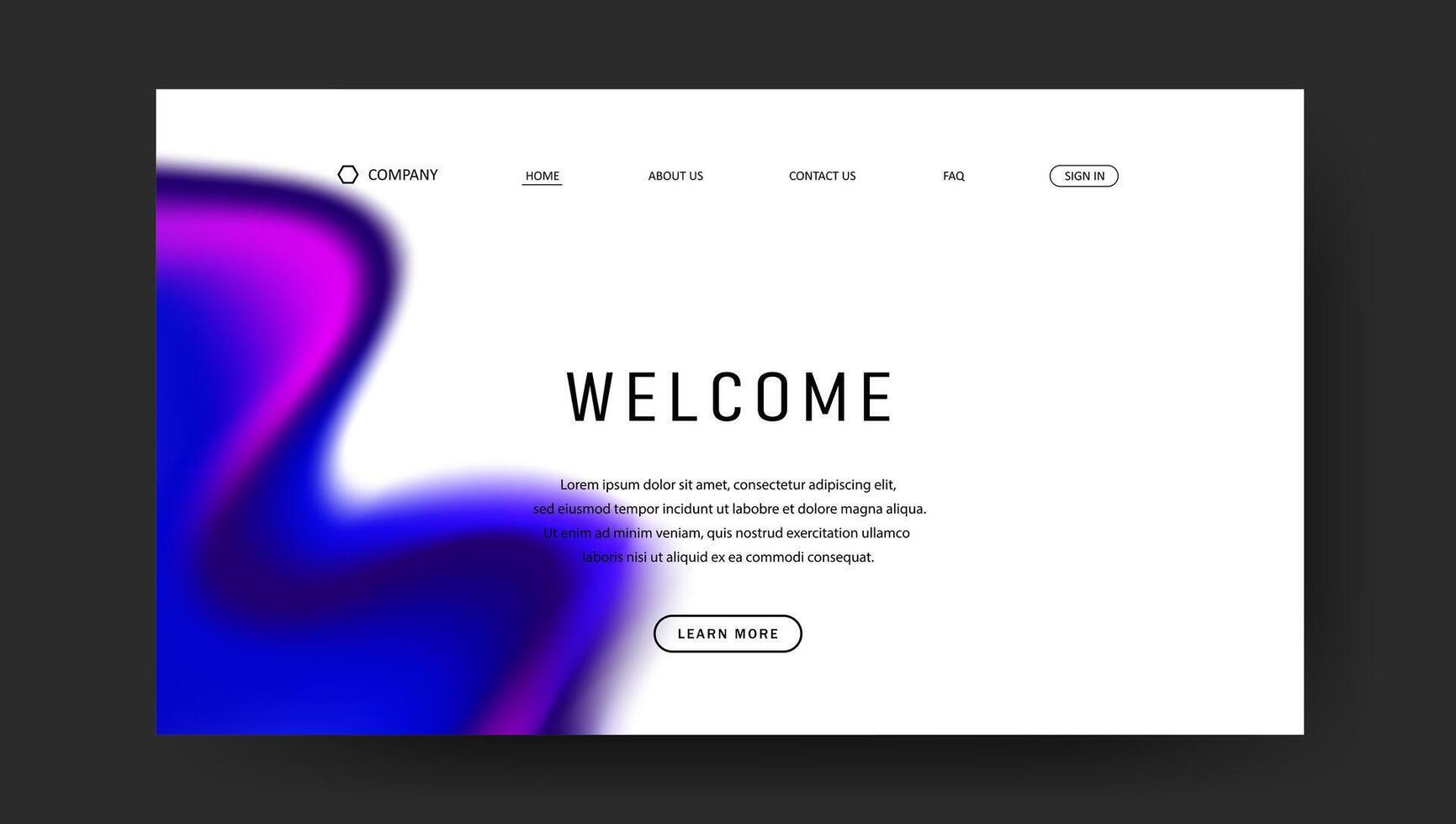 blue and purple fluid gradient wave for landing page design vector
