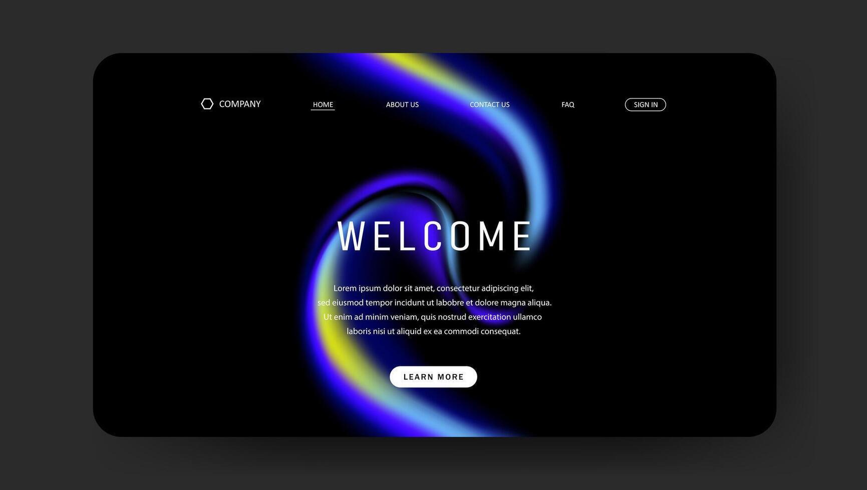 blue and yellow fluid gradient wave for landing page vector