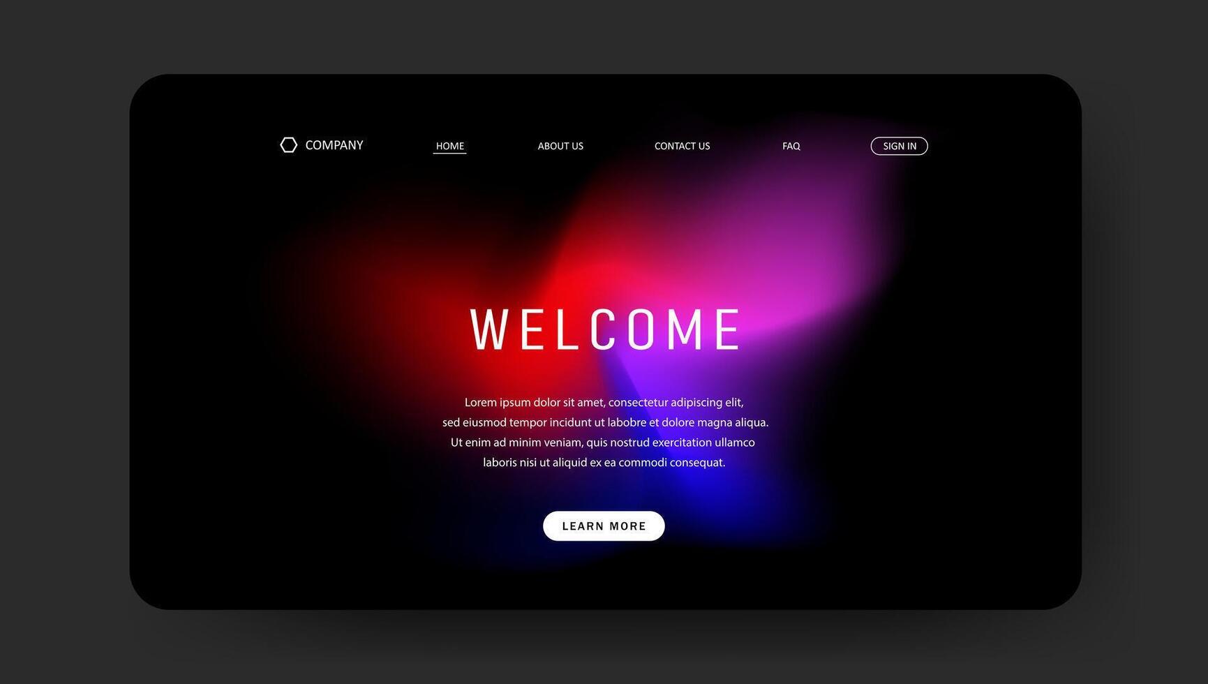 abstract fluid gradient in black background for landing page vector
