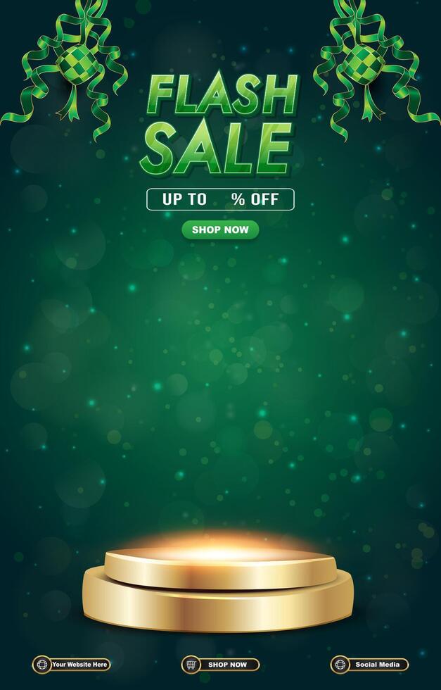 eid sale discount template banner with 3d podium for product sale with abstract background design vector