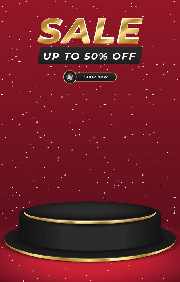 sale discount portait template banner with 3d podium for product sale social media with abstract gradient background design vector