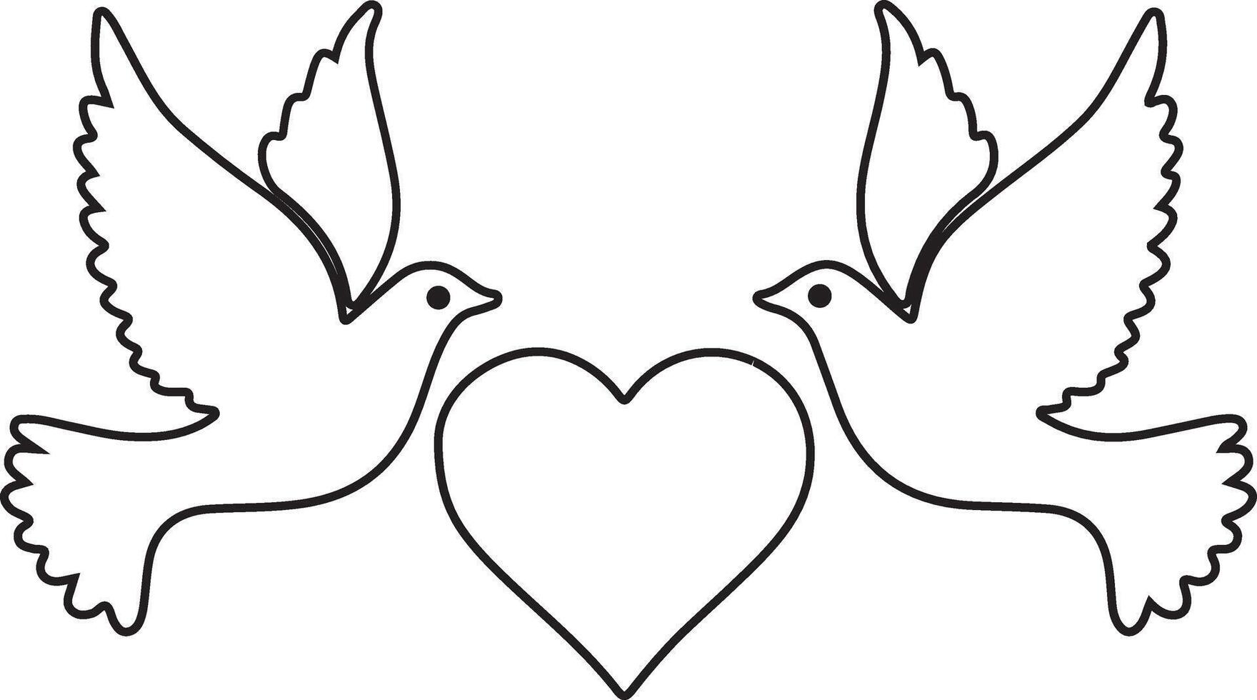 A couple of birds with a heart.eps vector