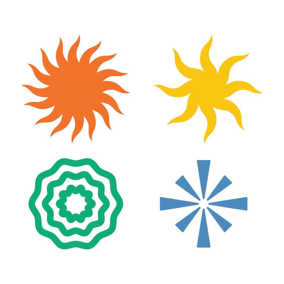 Set element sun retro colorful unique design with blank background vector