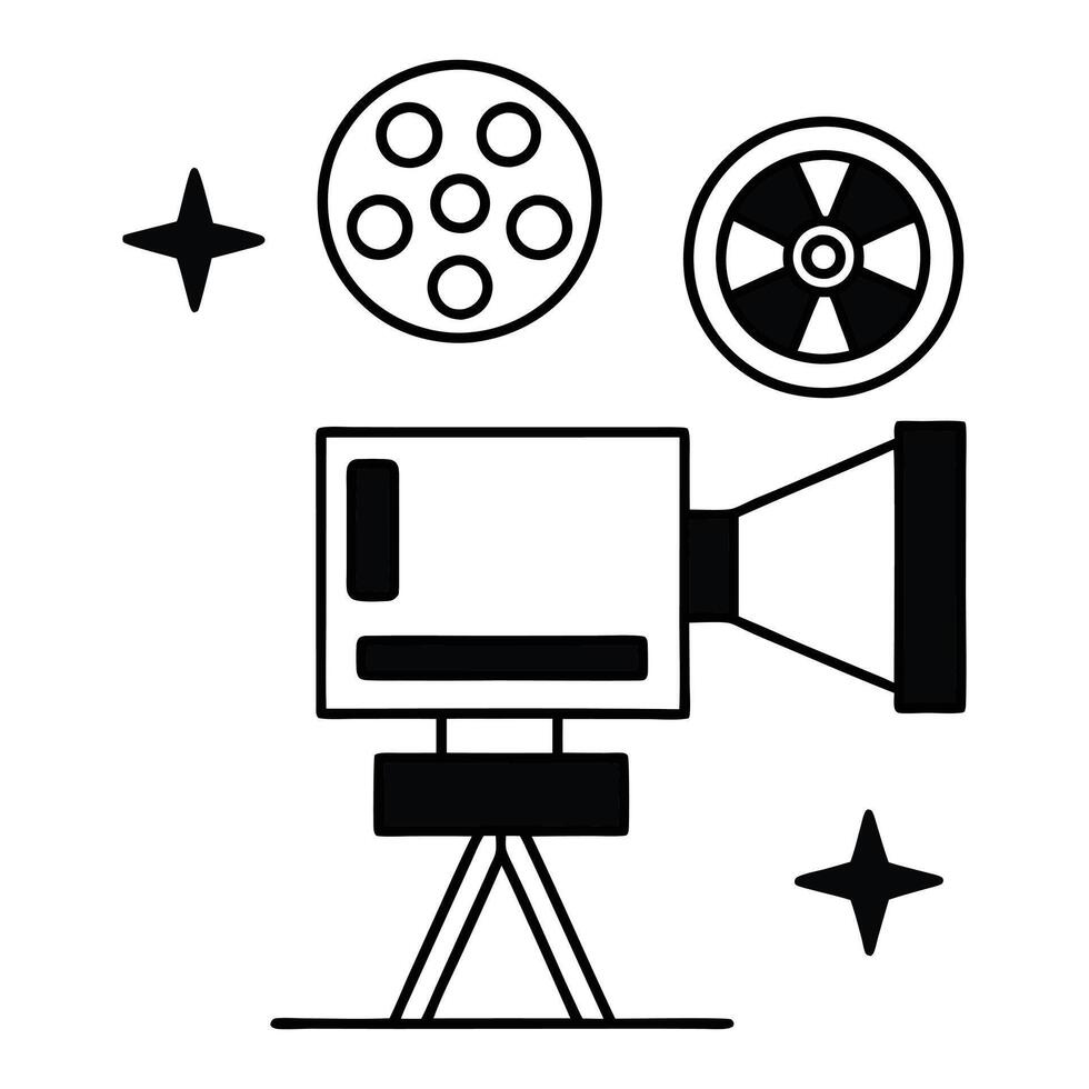 Camera and film reels vector