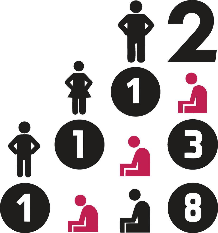 A group of icons with numbers and people vector