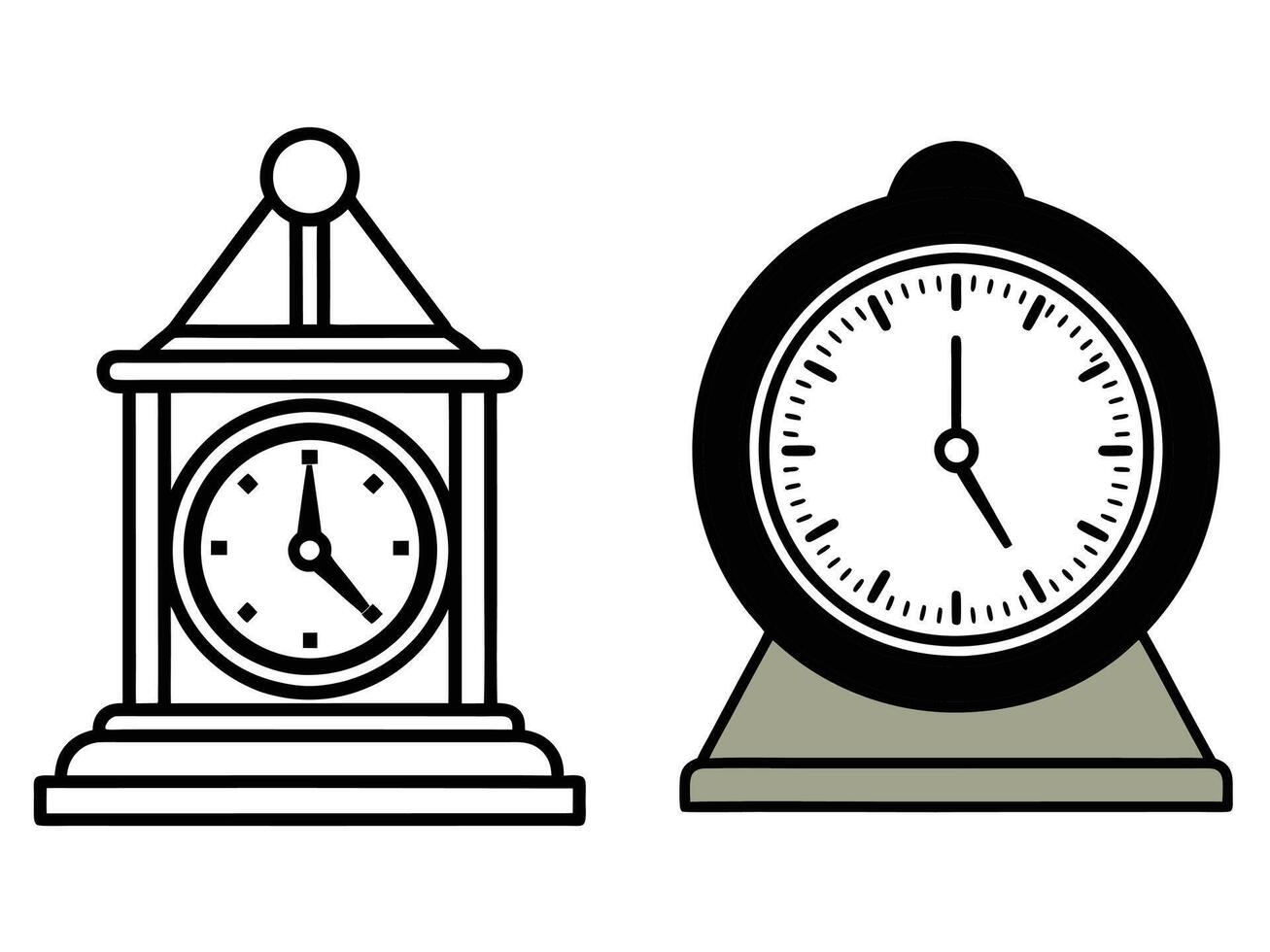 Black and white clock set vector
