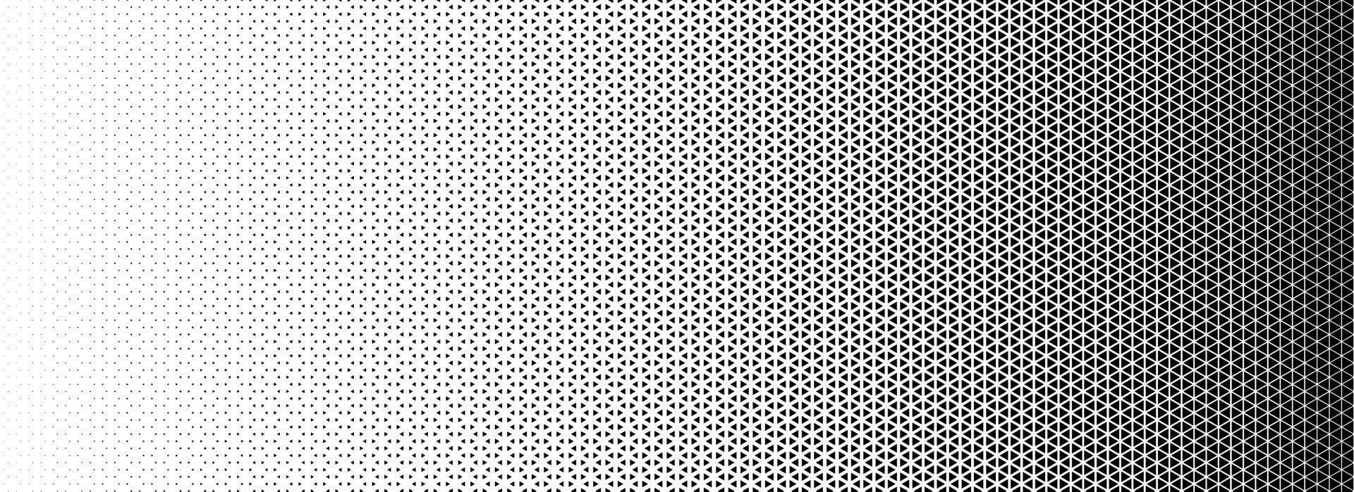 Triangle halftone gradient texture. Geometric triangular tech pattern background. Black abstract vanishing gradation wallpaper. Fading mosaic pop art backdrop for booklet, flyer, poster, banner vector