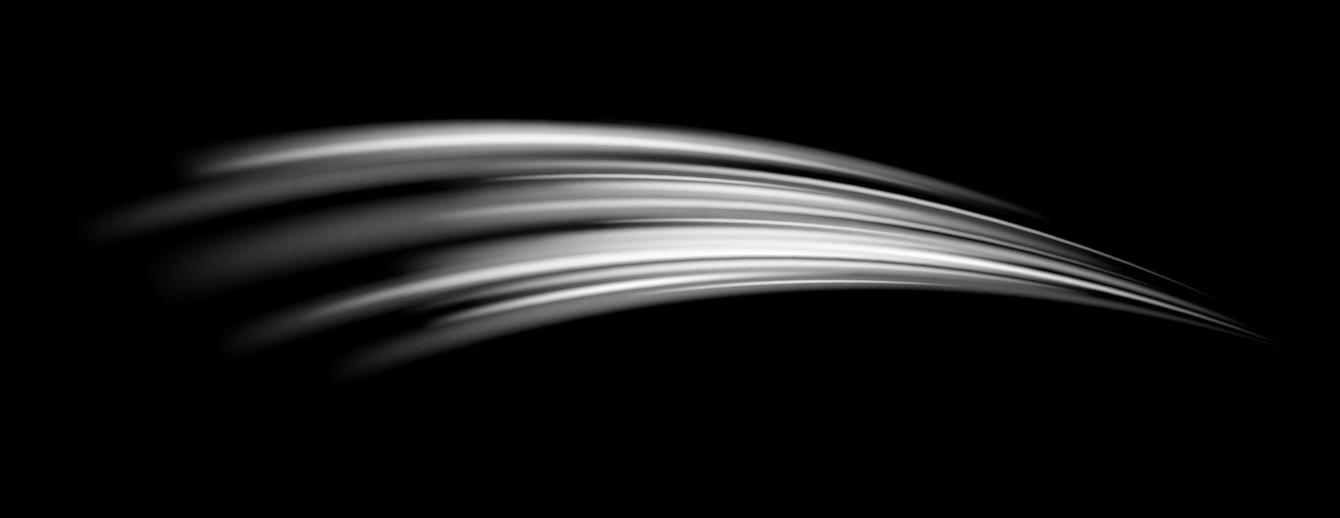 Grey wind lines element. Air stream flow wavy motion trace. Light curve speed effect. Swoosh and swirl stripe path design illustration. Wind blow wave concept. Twirl background vector