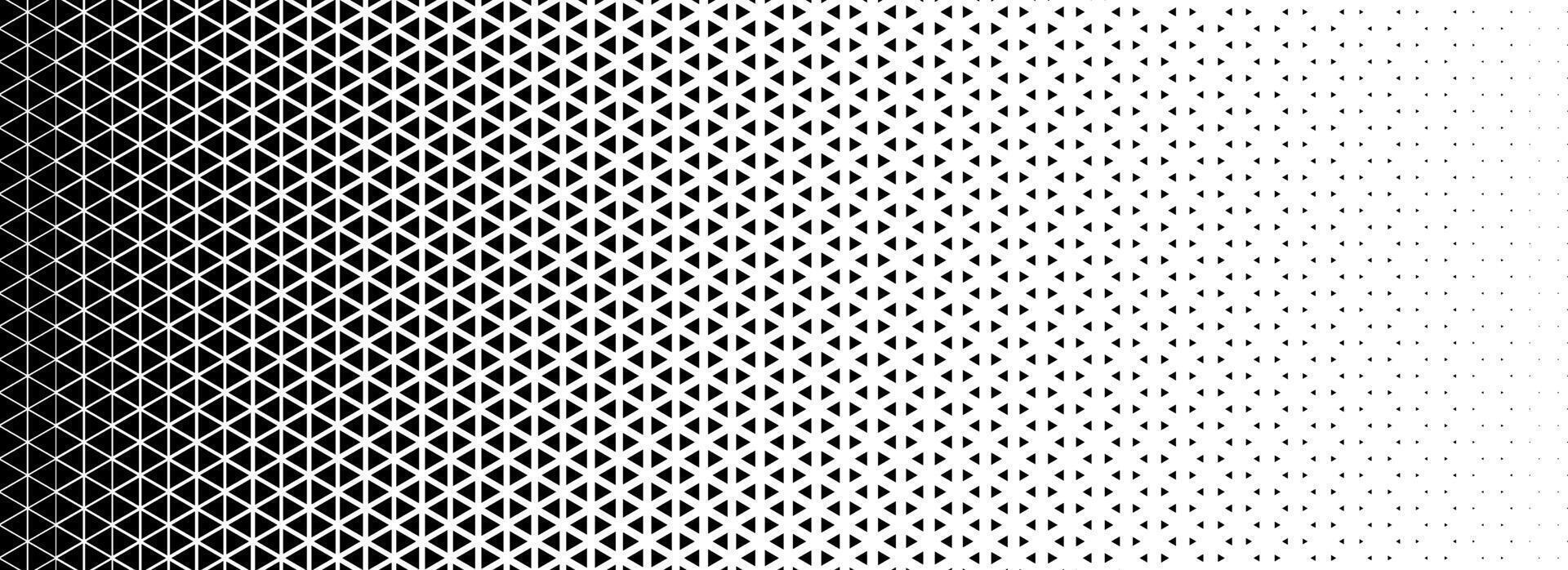 Triangle halftone gradient texture. Geometric triangular tech pattern background. Black abstract vanishing gradation wallpaper. Fading mosaic pop art backdrop for poster, banner, booklet, flyer vector