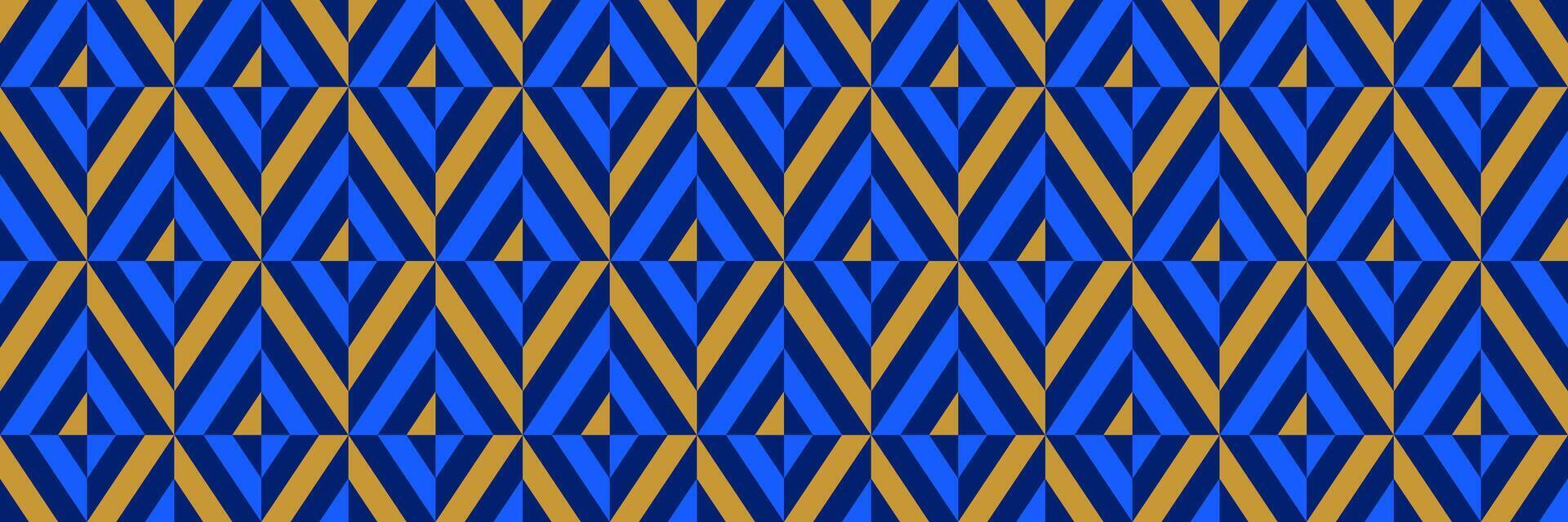Seamless masculine chevron pattern. Blue and gold geometric rhombus background for design textile, fabric swatch, scarf cloth, print template. Navy color repeating diamond wallpaper. vector