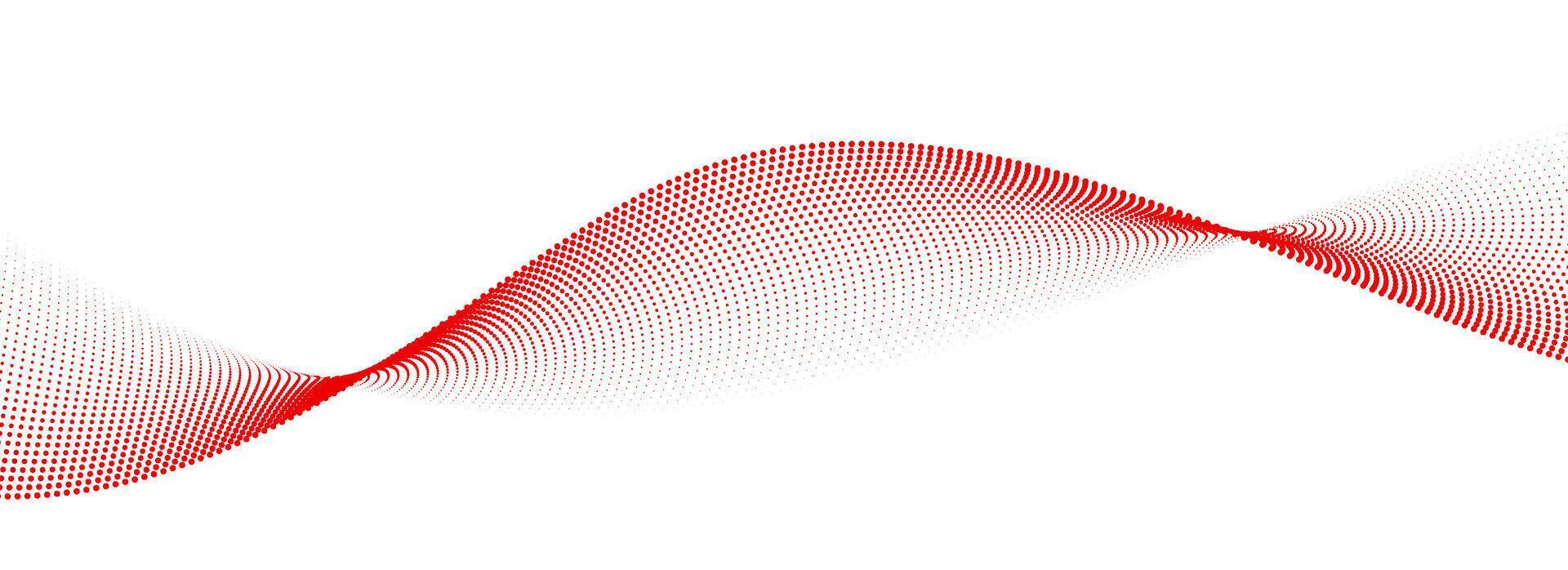 Red dotted wave line pattern. Halftone undulate net background. Abstract flowing particle wallpaper. Curve dashed gradient element for poser, banner, presentation, booklet, flyer vector